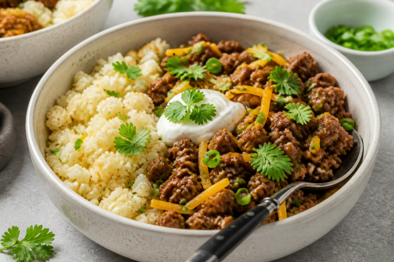 Easy High Protein Ground Beef & Cauliflower Bowls – Fast, Flavorful, and Filling