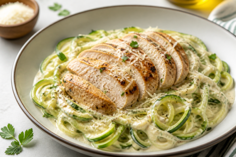 High Protein Chicken Alfredo Zucchini Noodles – Creamy, Satisfying, and Light