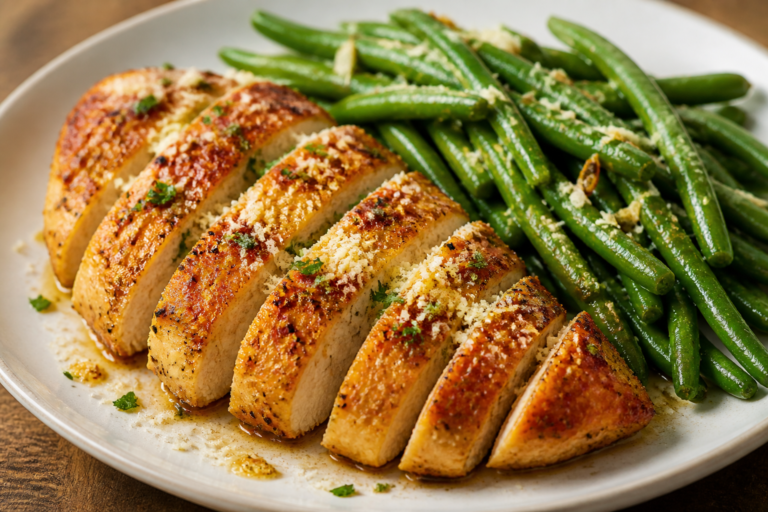 Garlic Parmesan Chicken & Green Beans – Simple, Savory, Weeknight-Friendly
