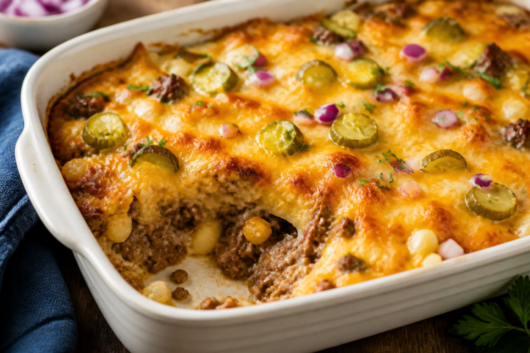 Easy Protein-Packed Cheeseburger Casserole – A Cozy, Crowd-Pleasing Dinner