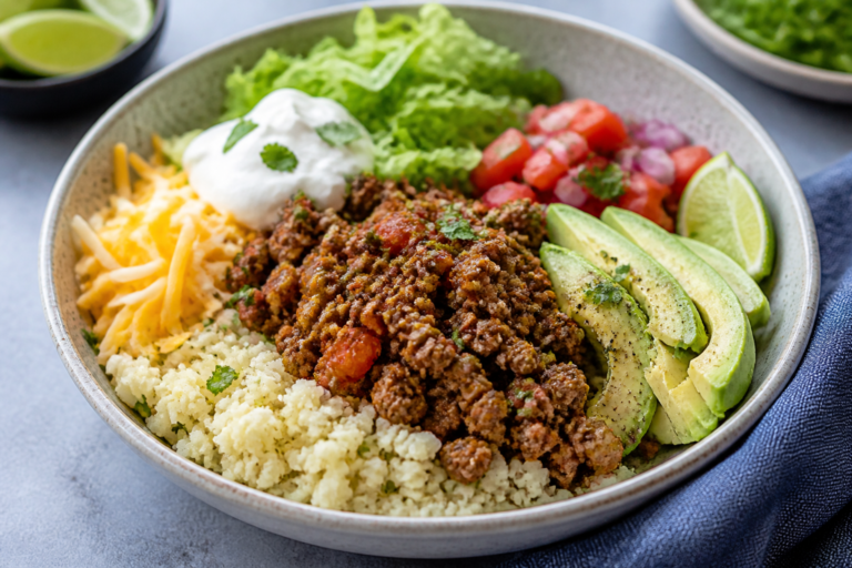 High Protein Turkey Taco Cauliflower Rice Bowls – Flavor-Packed, Light, and Satisfying