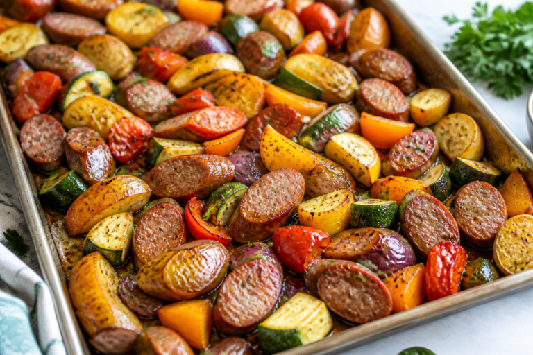 Sheet Pan Sausage & Roasted Veggies – A Simple, Flavor-Packed Weeknight Dinner
