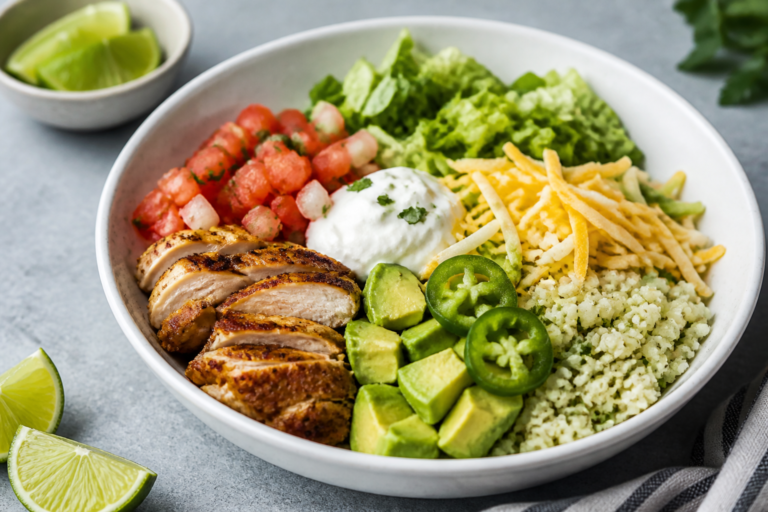 Easy Low Carb Chicken Burrito Bowls – Fresh, Flavorful, and Weeknight-Friendly