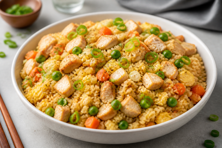 Easy High Protein Chicken Fried Cauliflower Rice – A Fast, Flavor-Packed Weeknight Meal