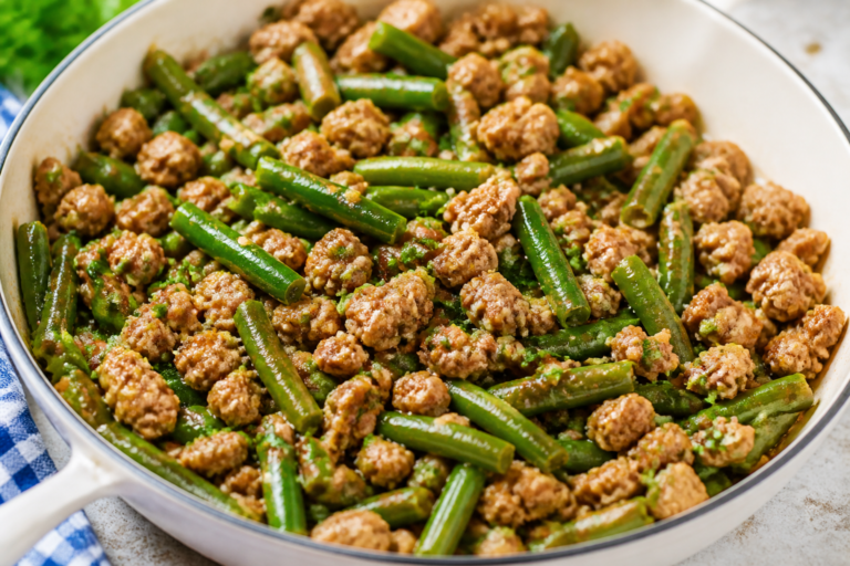 Garlic Butter Ground Turkey & Green Beans – Fast, Flavorful, and Satisfying