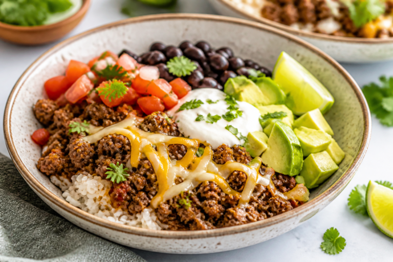 Protein-Packed Ground Beef Burrito Bowls – A Hearty, Flexible Weeknight Favorite