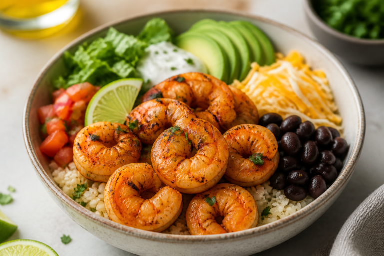 Easy High Protein Shrimp Taco Bowls – Fresh, Fast, and Satisfying