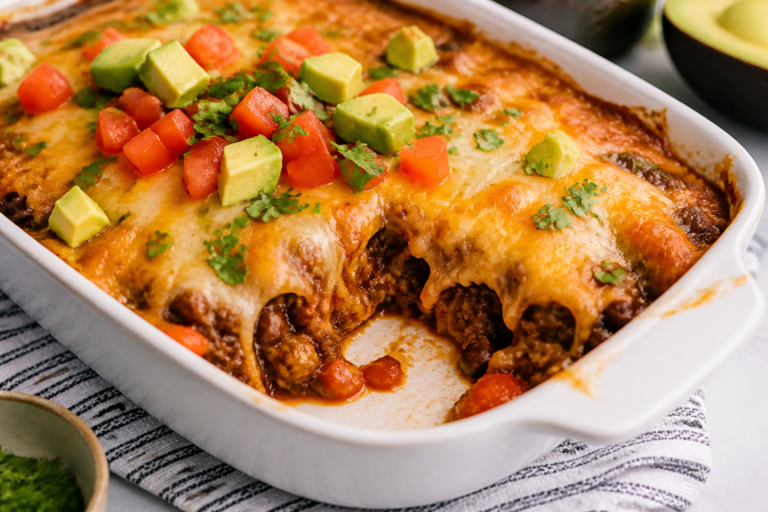 Easy High Protein Beef Enchilada Casserole – A Cozy, Weeknight Favorite