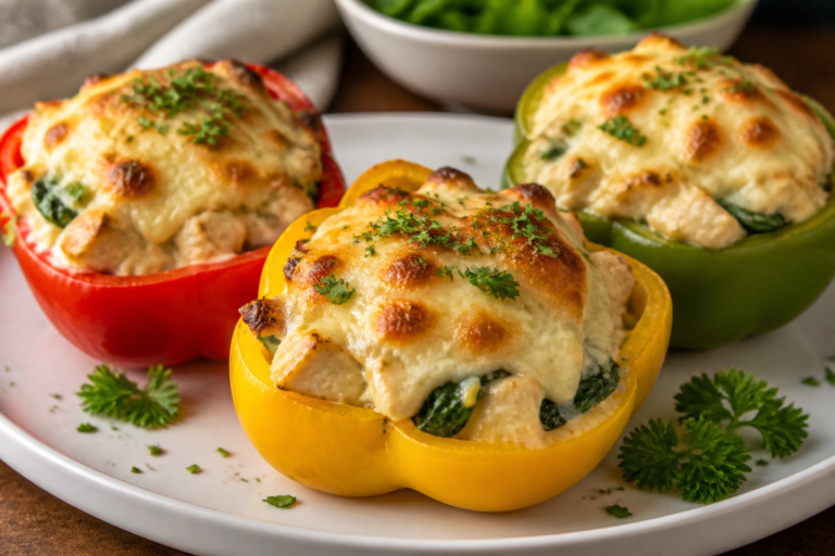 Low Carb Chicken Alfredo Stuffed Peppers – Creamy, Comforting, and Weeknight-Friendly