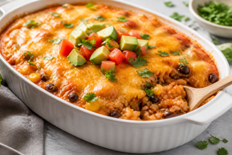 Lazy Enchilada Rice Bake – A Cozy, Weeknight-Friendly Casserole