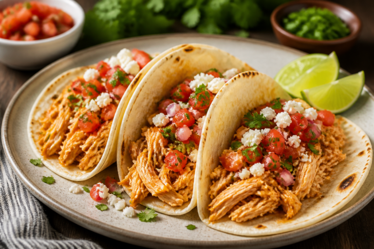Dump-and-Go Crockpot Chicken Tacos – Easy, Flavorful, and Weeknight-Friendly