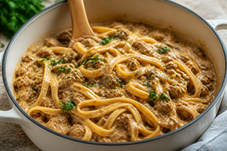 One-Pot Creamy Beef Pasta Dinner – Comfort Food Made Easy