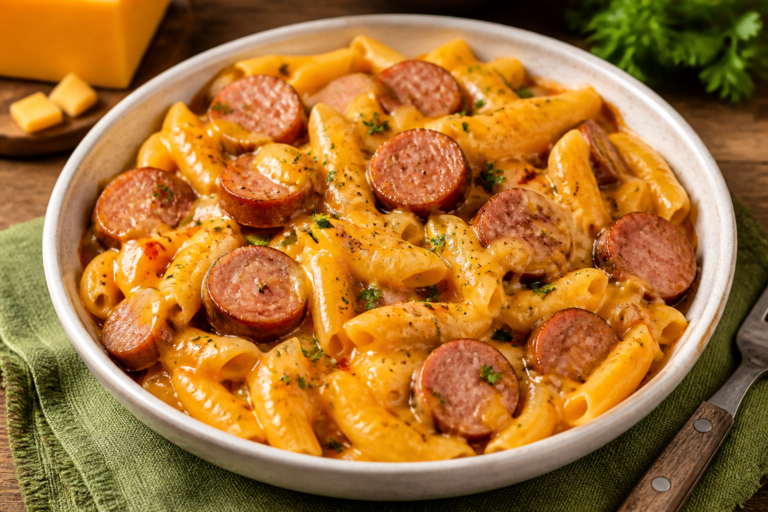 Cheesy Smoked Sausage Pasta – Comforting, Creamy, and Weeknight Easy