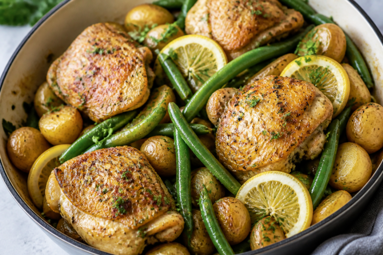 One-Pan Lemon Garlic Chicken Dinner – Bright, Easy, and Weeknight-Friendly