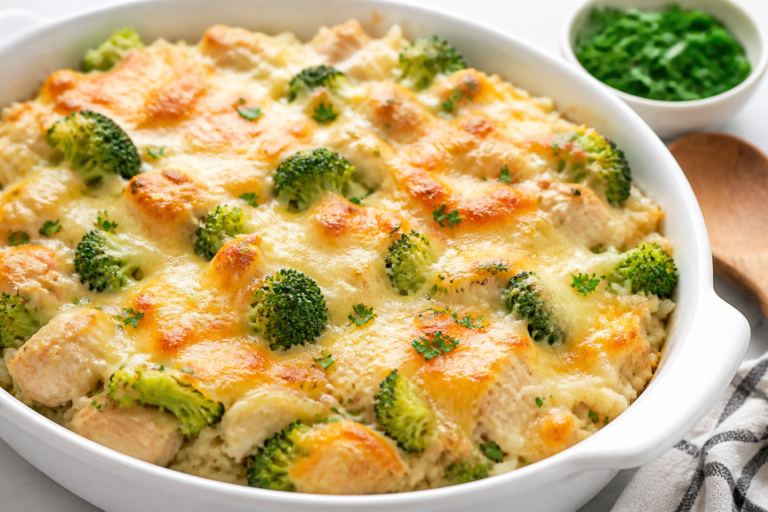 Easy Chicken Broccoli Rice Bake – Cozy, Creamy, and Weeknight-Friendly