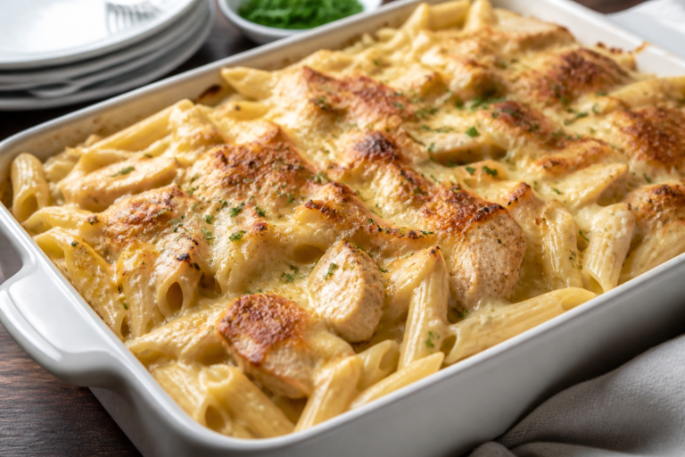 Dump-and-Go Chicken Alfredo Bake – Cozy Comfort With Almost No Effort