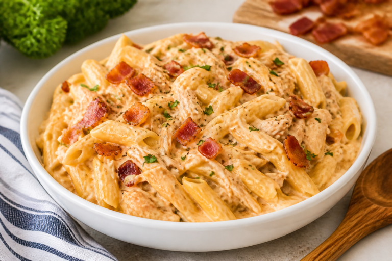 Slow Cooker Crack Chicken Pasta – Creamy, Cheesy, Crowd-Pleasing Comfort