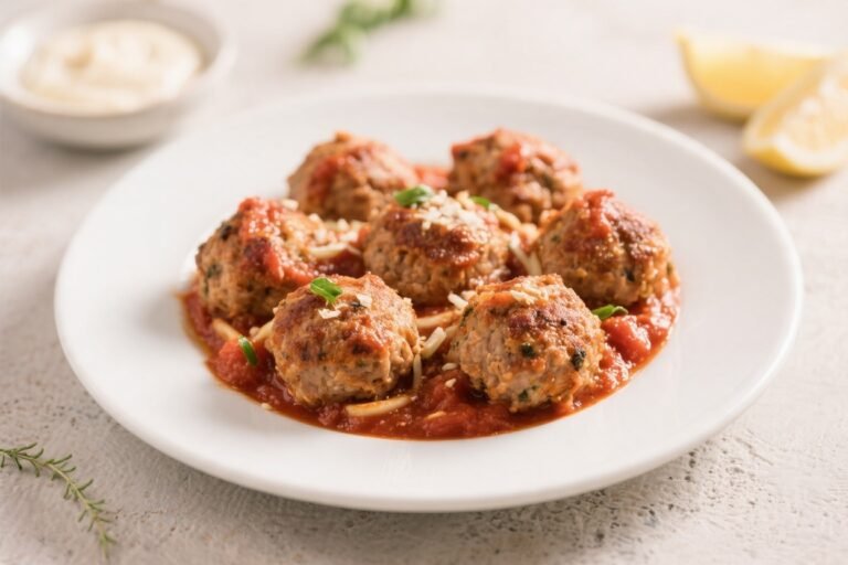 High-Protein Baked Chicken Meatballs Marinara – Simple, Juicy, and Meal-Prep Friendly