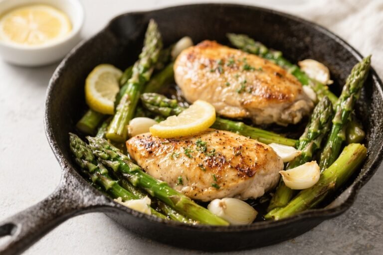One Pan Lemon Garlic Chicken & Asparagus – Bright, Easy, and Weeknight-Friendly