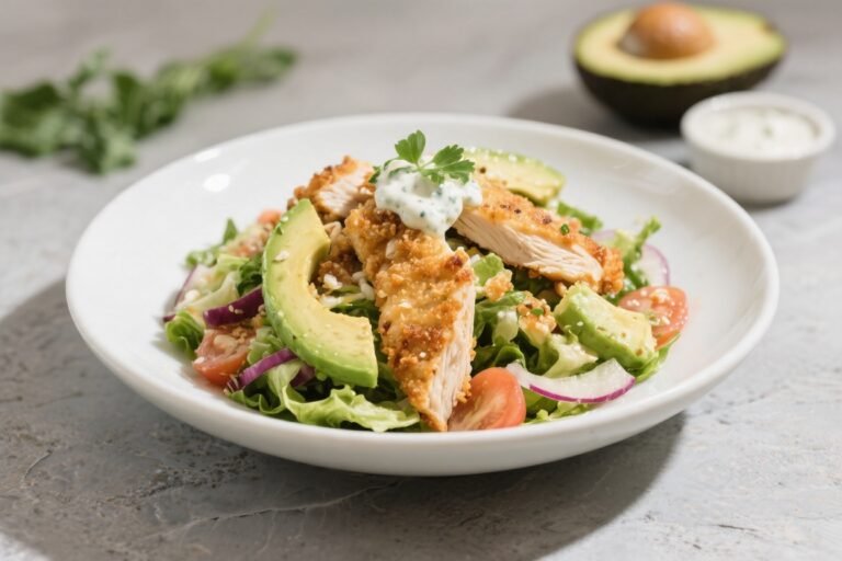 Crispy Chicken Avocado Ranch Salad – Fresh, Crunchy, and Satisfying