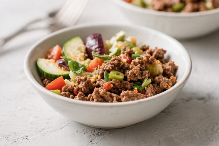 Mediterranean Ground Beef Bowls – Fresh, Fast, and Full of Flavor