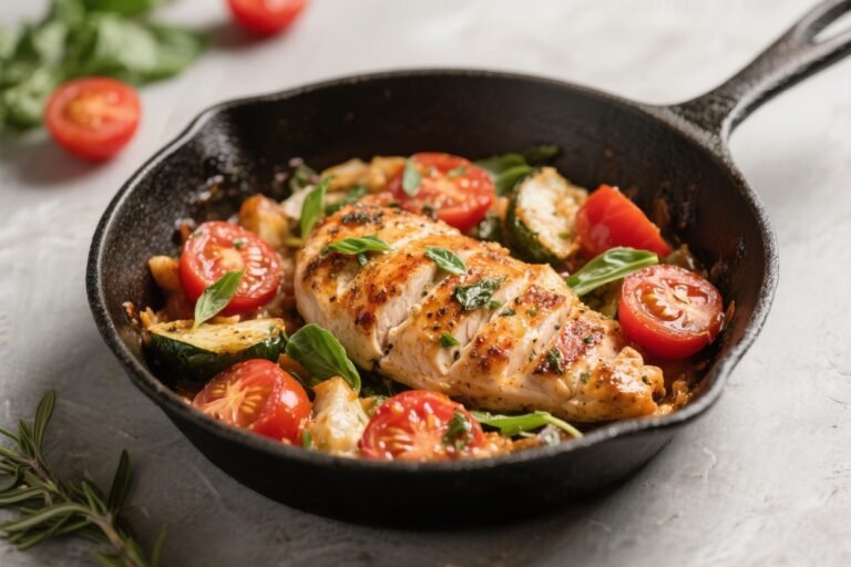 Healthy Caprese Chicken Dinner Skillet – A Bright, One-Pan Weeknight Favorite