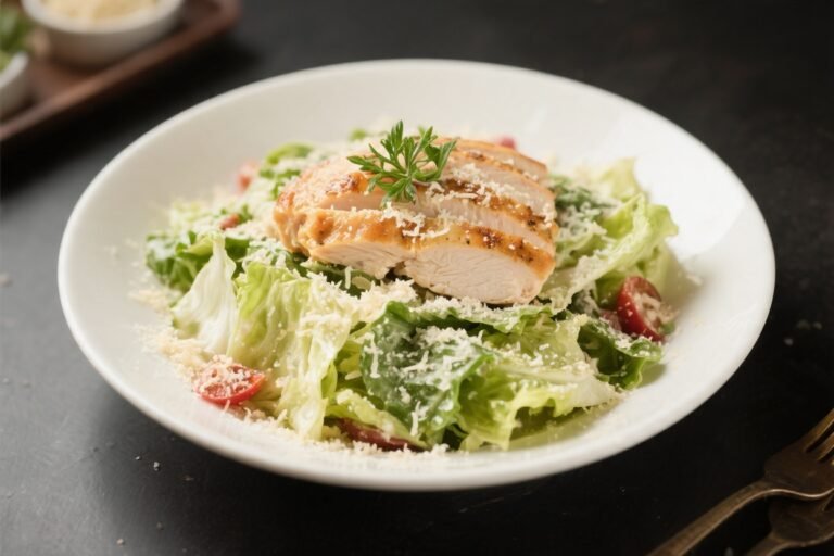 Garlic Parmesan Chicken Caesar Salad – Crisp, Savory, and Satisfying