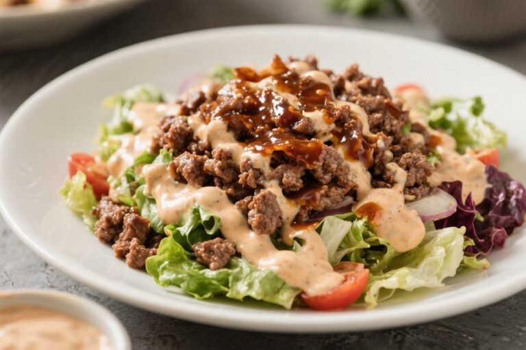 BBQ Ranch Ground Beef Salad – A Hearty, Flavor-Packed Bowl