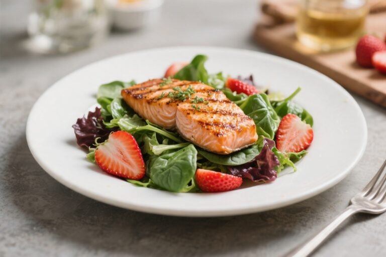Grilled Salmon Strawberry Spinach Salad – Fresh, Bright, and Satisfying