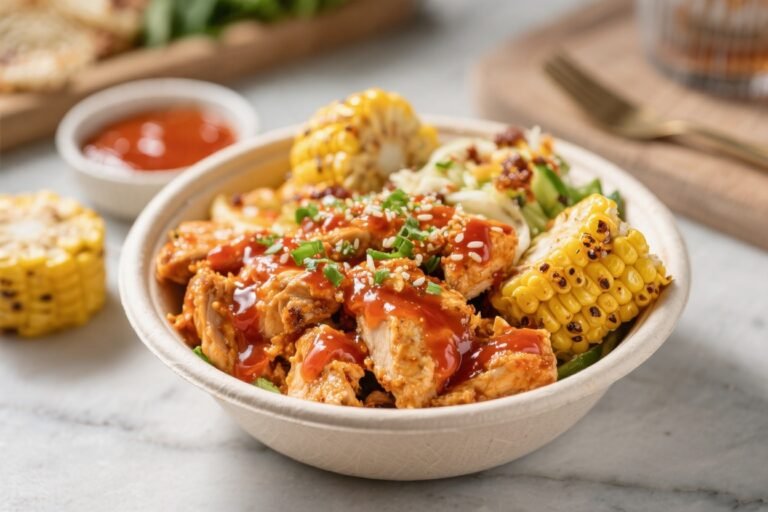 Hot Honey Chicken Street Corn Bowls – Sweet, Spicy, and Satisfying