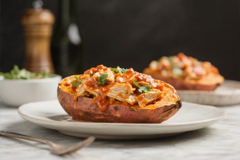 High-Protein Buffalo Chicken Stuffed Sweet Potatoes – Spicy, Satisfying, and Simple