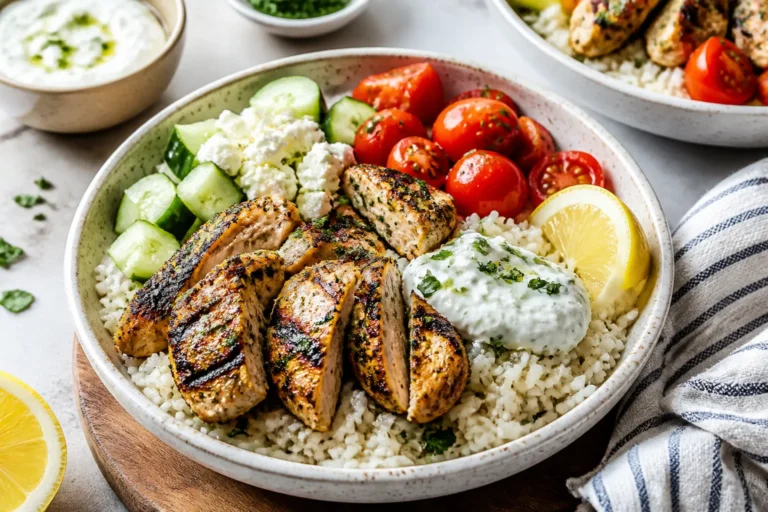 Greek Chicken and Rice Bowls – Fresh, Bright, and Satisfying