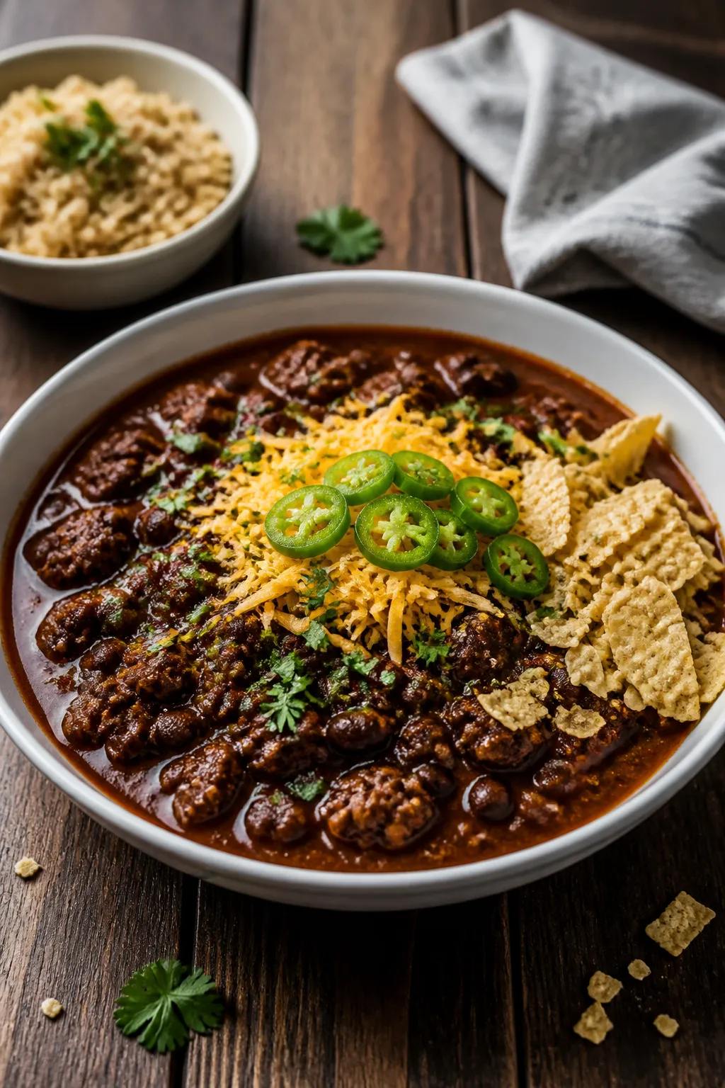 Final plated beauty: Restaurant-quality presentation of Slow Cooker Beef & Black Bean Chili in a wid