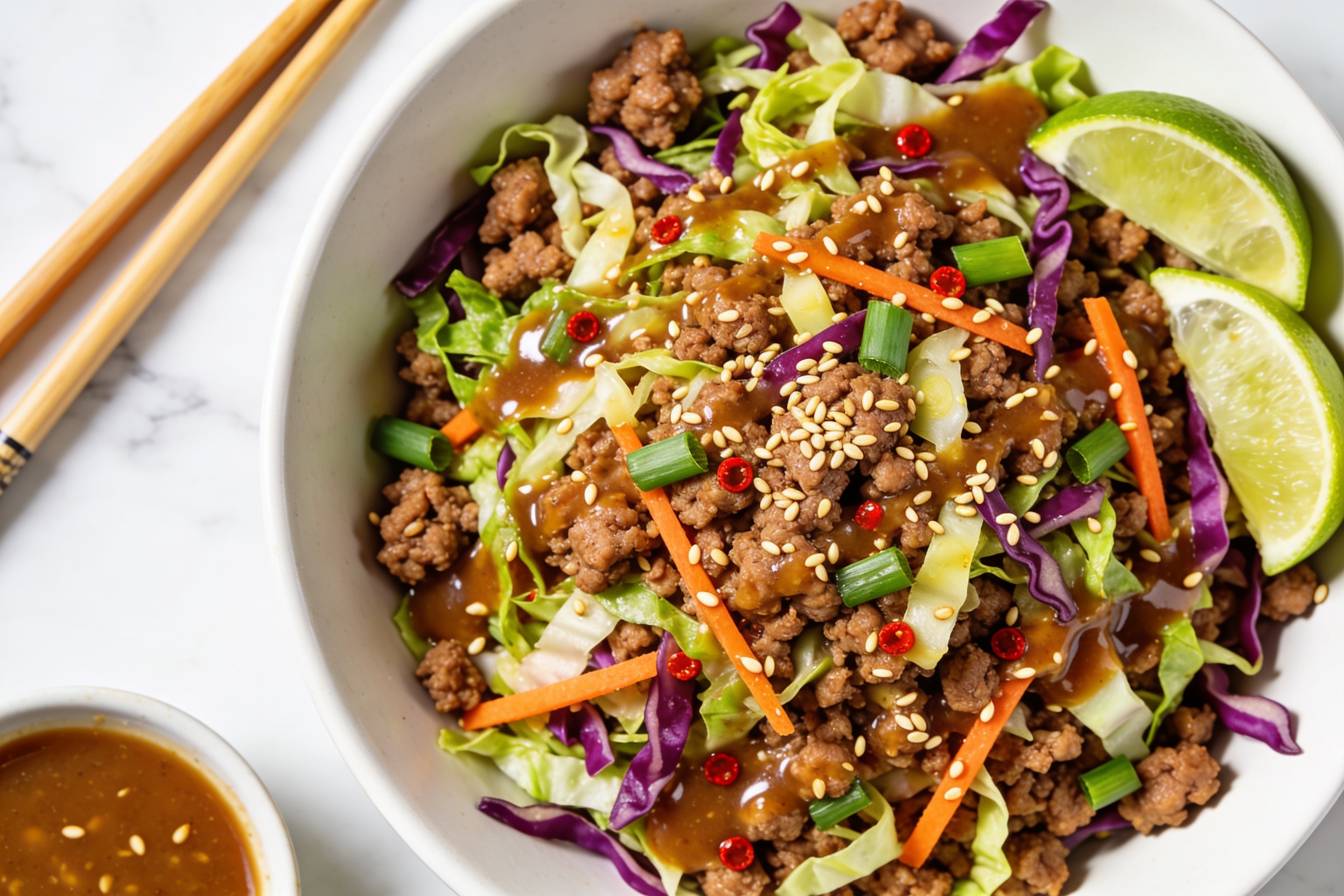High Protein Ground Turkey Egg Roll in a Bowl