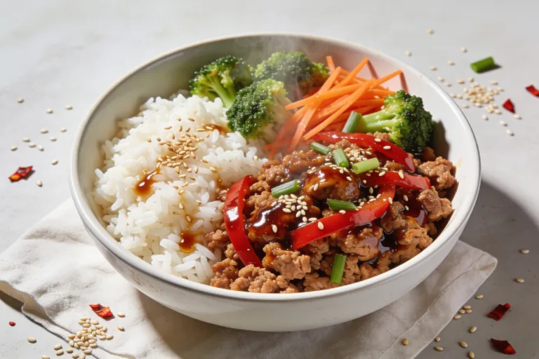 High Protein Ground Turkey Teriyaki Rice Bowls