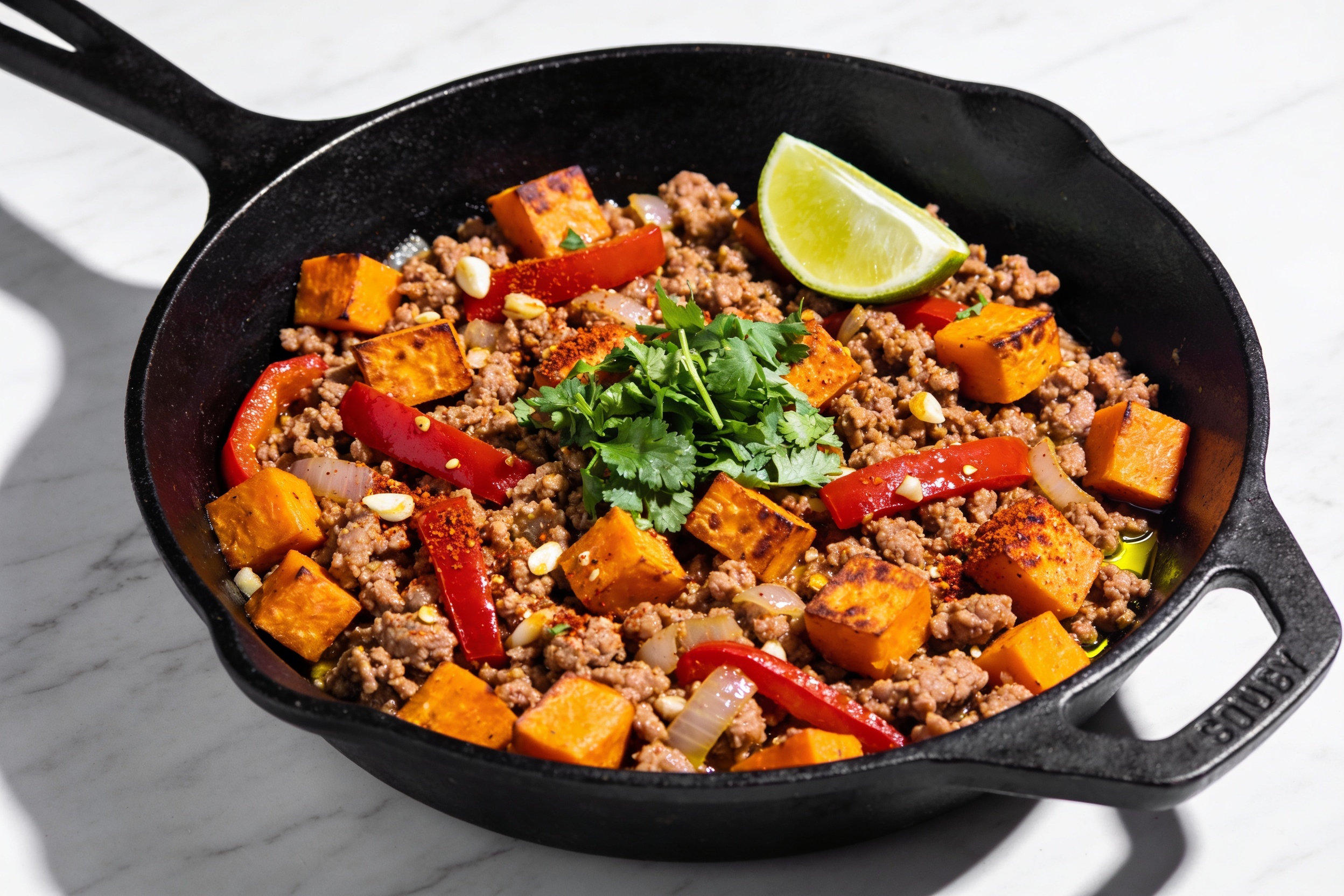 High Protein Ground Turkey Sweet Potato Skillet