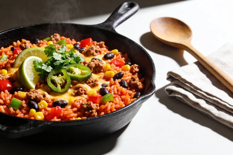 High Protein Ground Turkey Mexican Rice Skillet