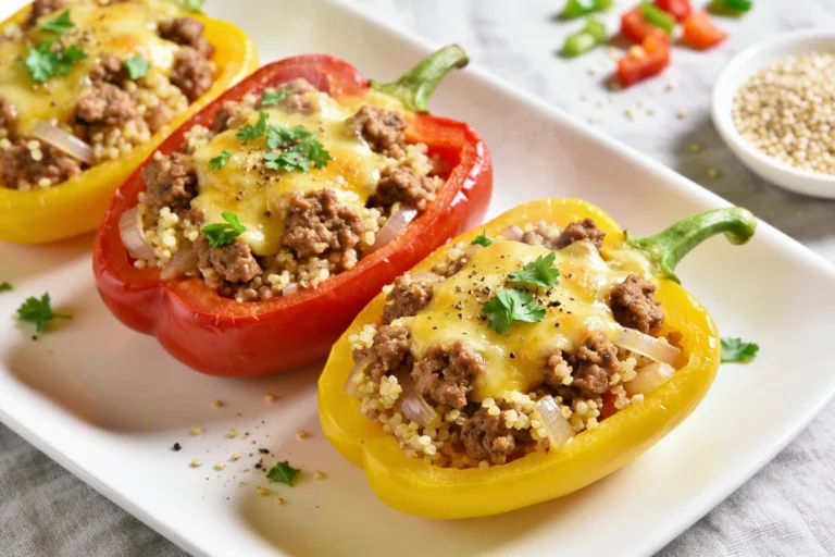 High Protein Ground Turkey Stuffed Bell Peppers