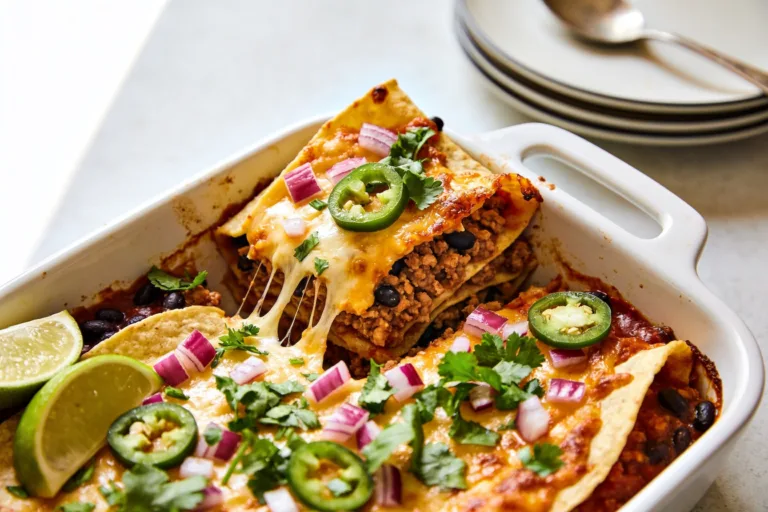 High Protein Ground Turkey Enchilada Bake