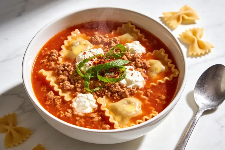 High Protein Ground Turkey Lasagna Soup