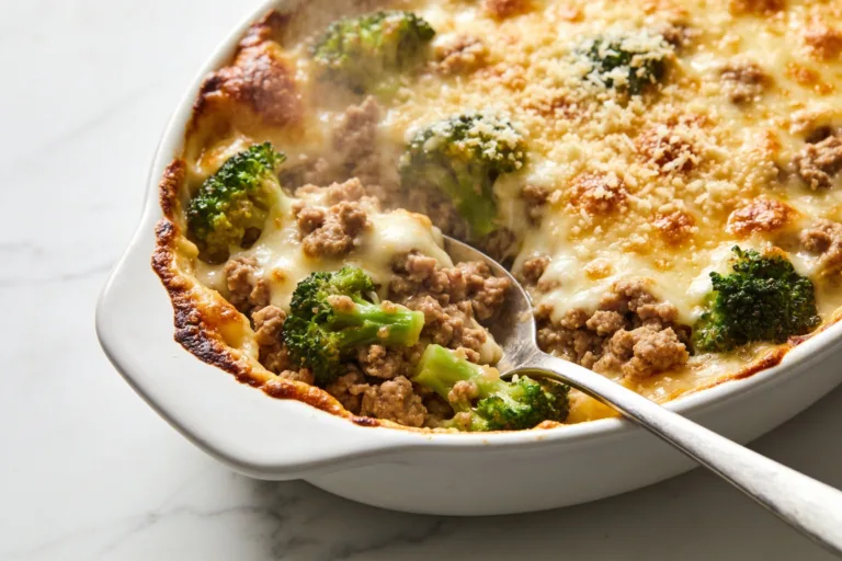 High Protein Ground Turkey Broccoli Bake