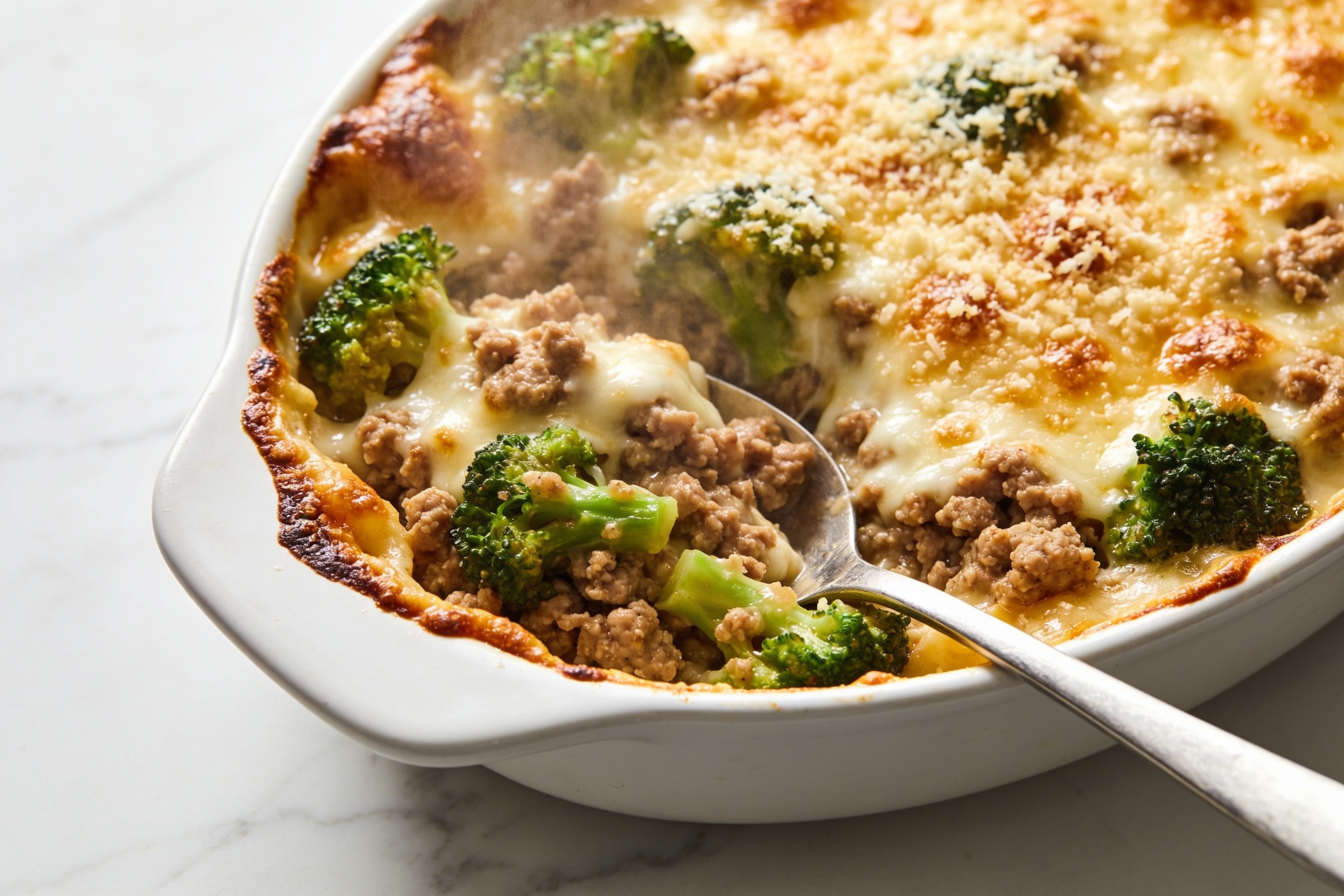 High Protein Ground Turkey Broccoli Bake