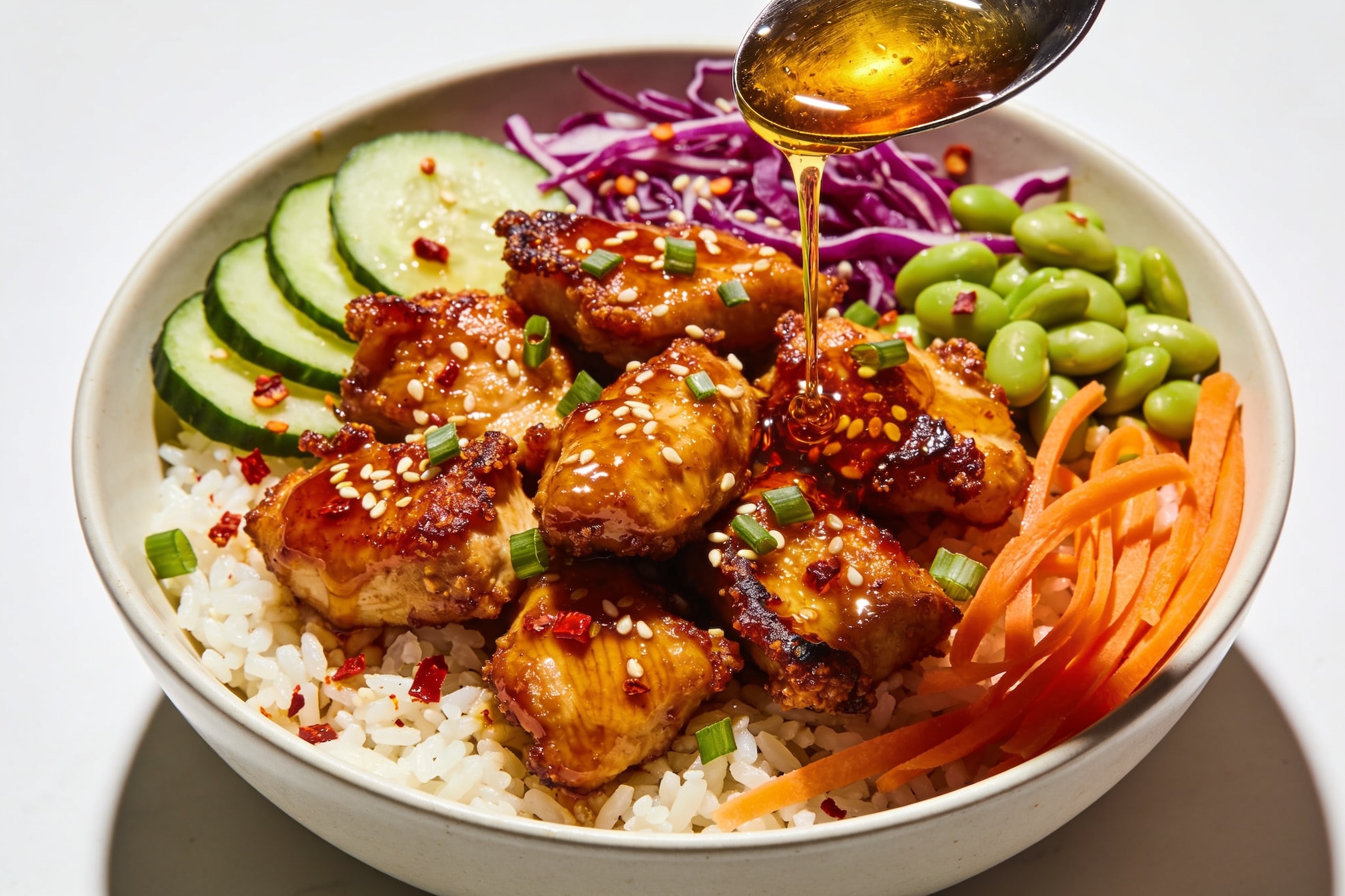 High Protein Hot Honey Chicken Bowls