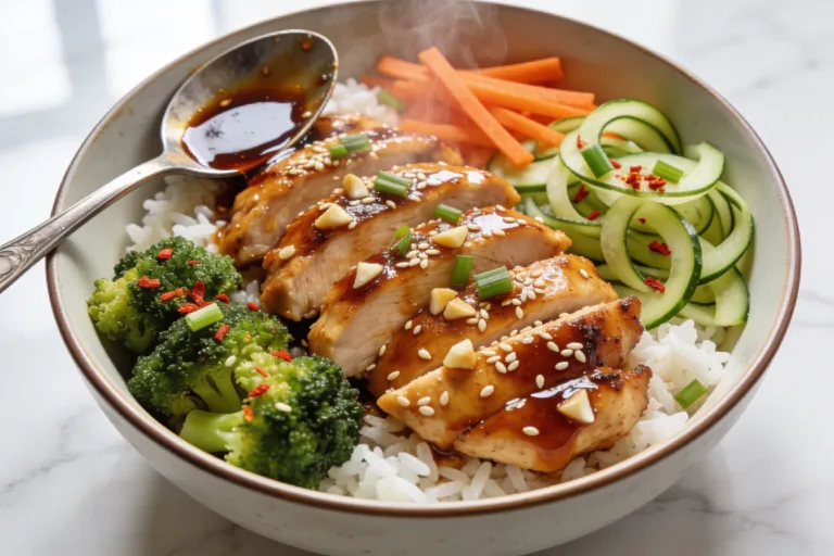 High Protein Honey Garlic Chicken Bowls