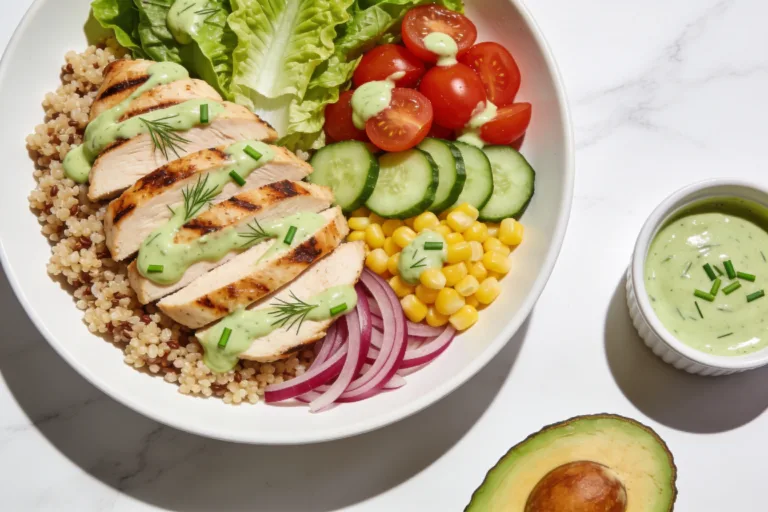 High Protein Avocado Ranch Chicken Bowls