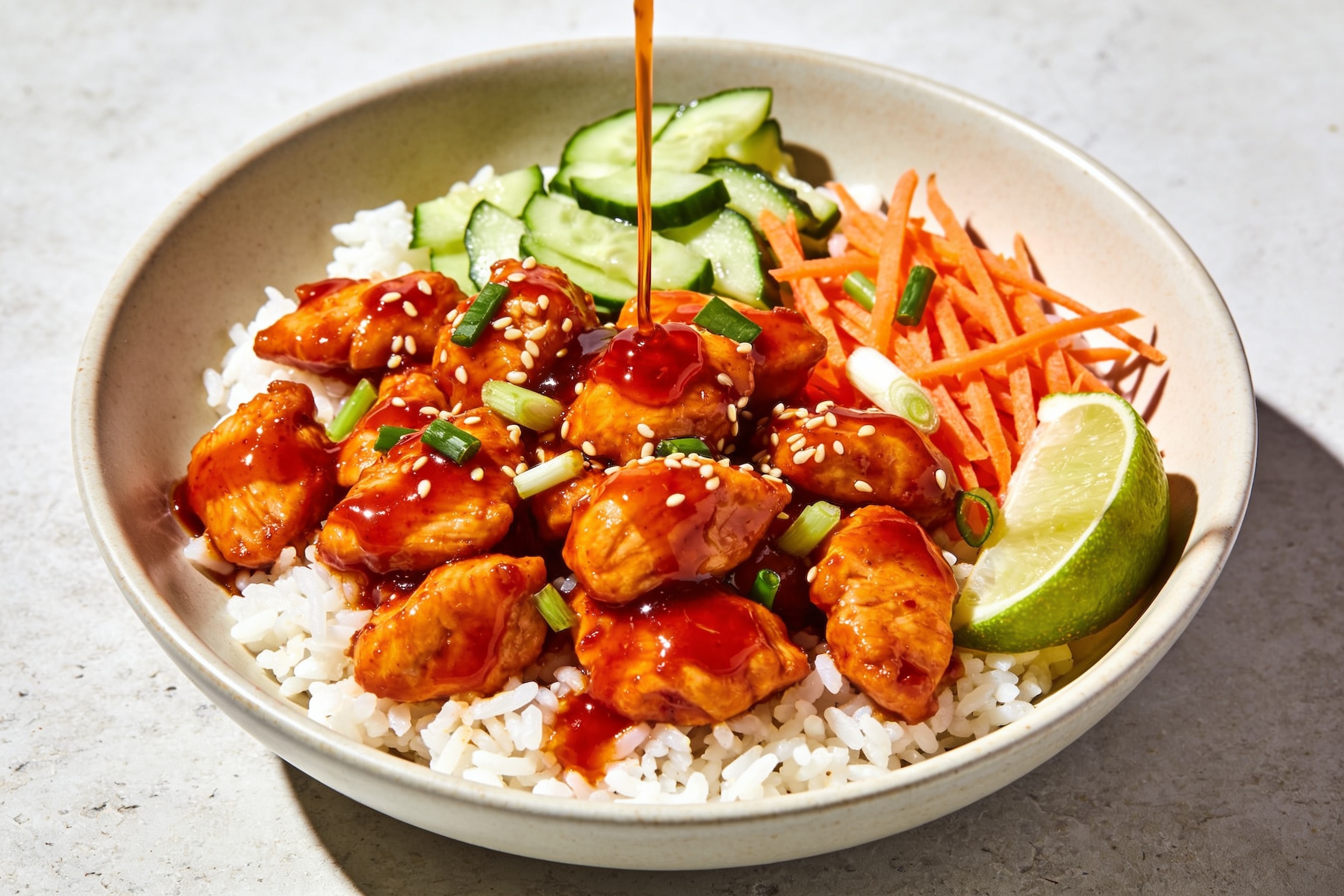 High Protein Sriracha Honey Chicken Bowls