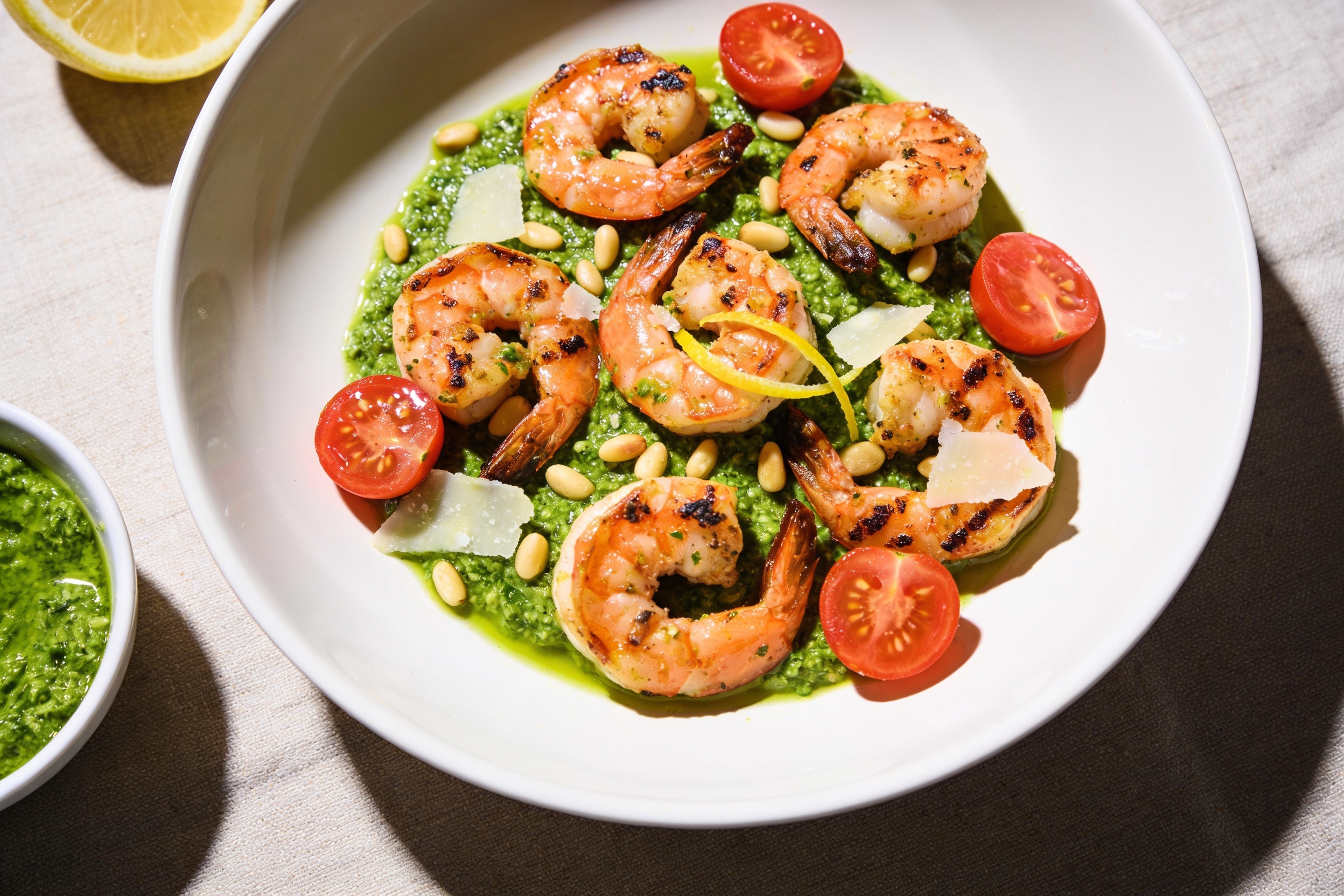 High Protein Pesto Shrimp