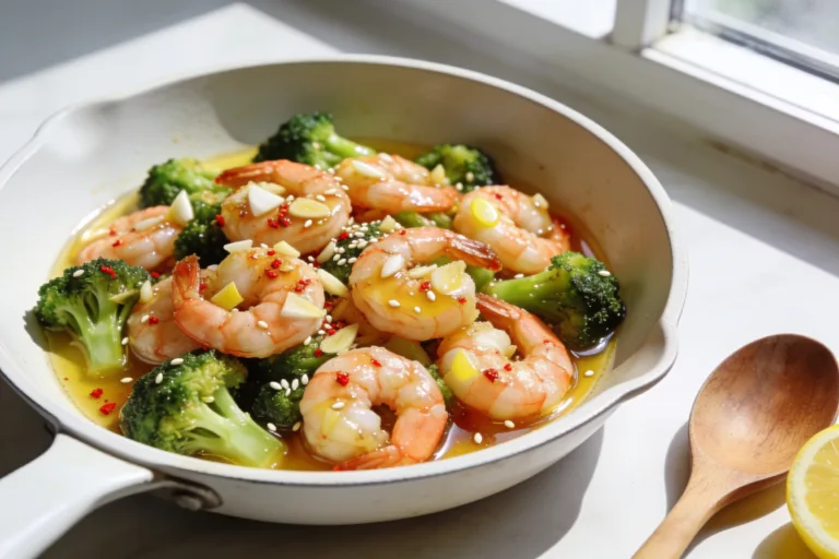 High Protein Garlic Shrimp and Broccoli