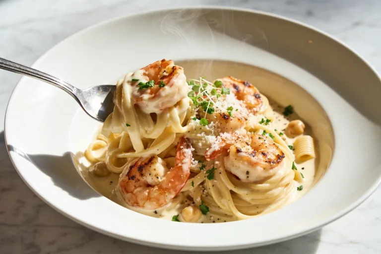 High Protein Shrimp Alfredo