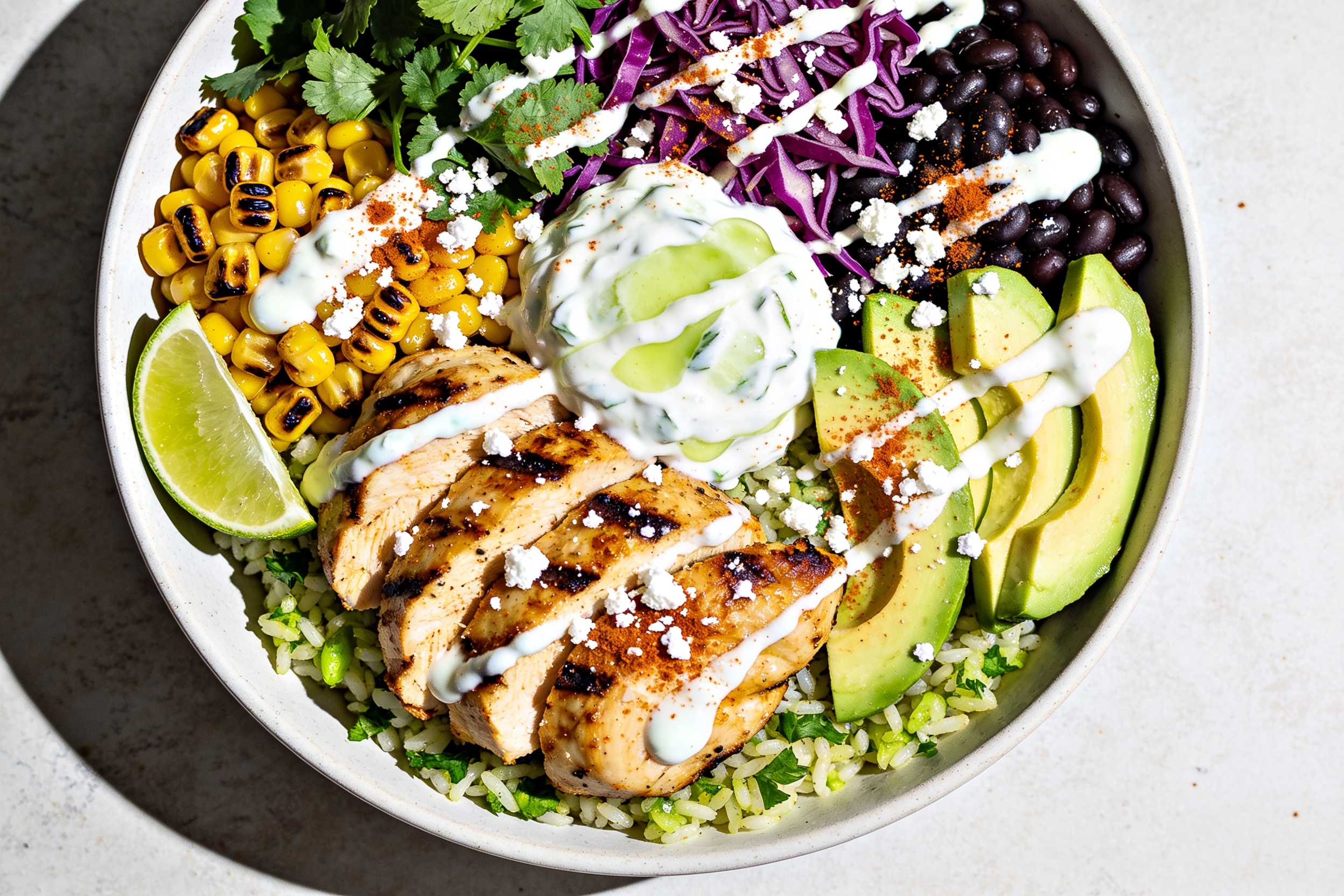 High Protein Street Corn Chicken Bowls